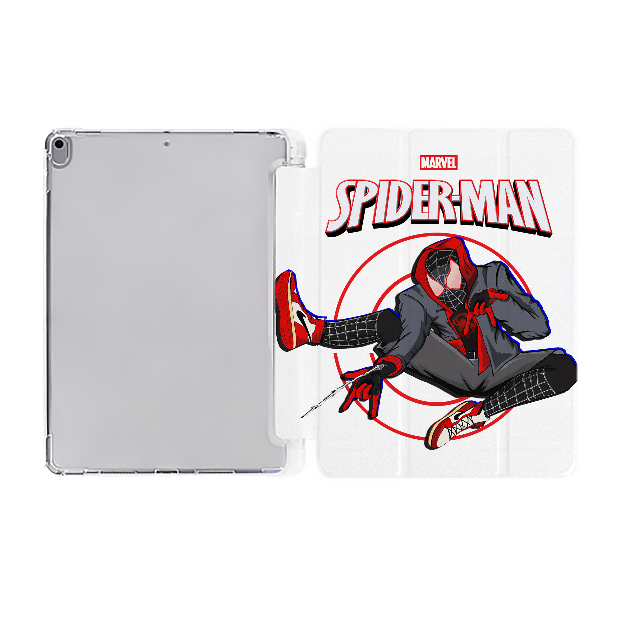 （画像用） Spider Man スパイダーマン IPad ケース ペン収納付き 三つ折りスタンド PUレザー×シリコン 対応機種9.5/10.5/10.9インチ